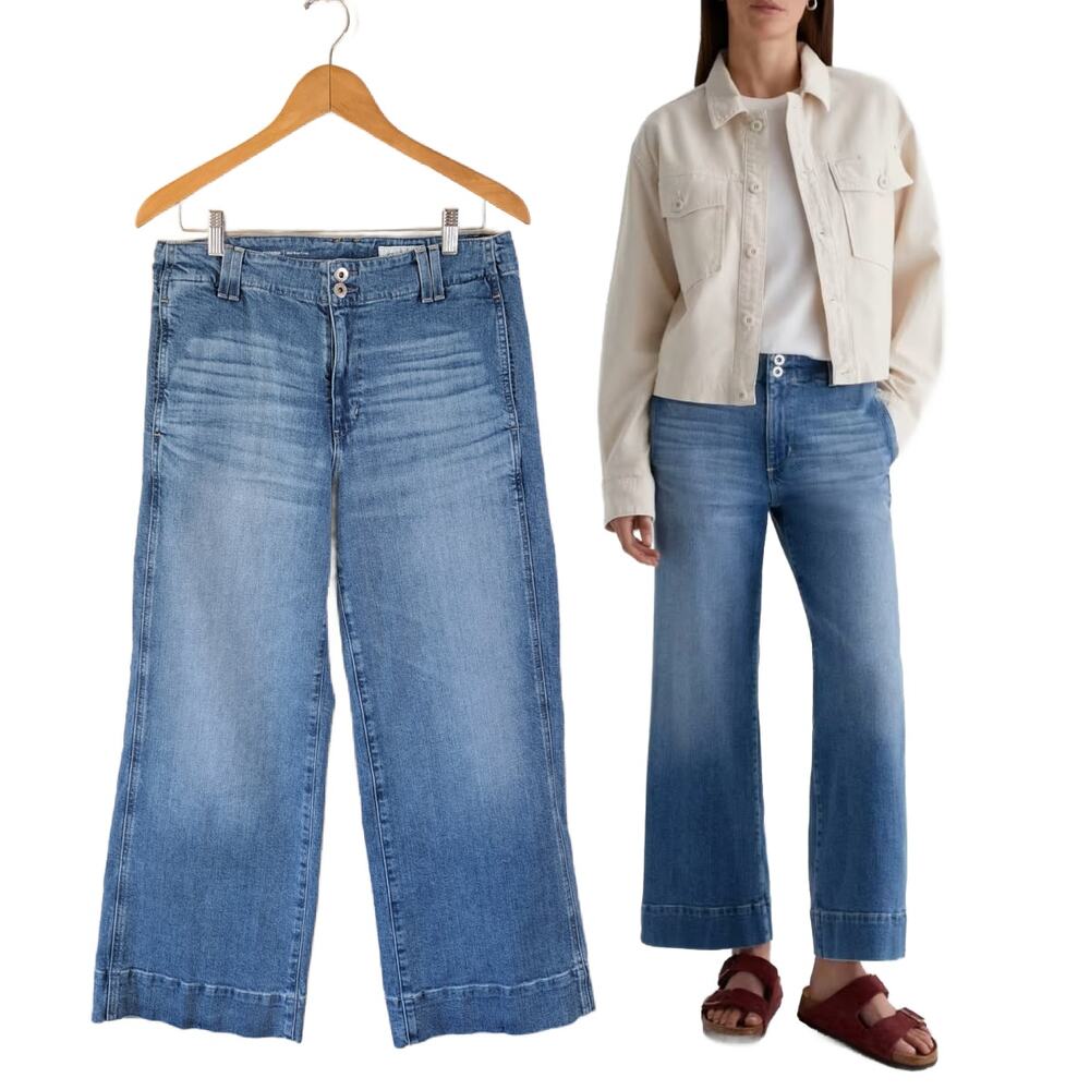 AG Adriano Goldschmied Natasha Wide Leg Crop Jeans Size 29 Mid Rise